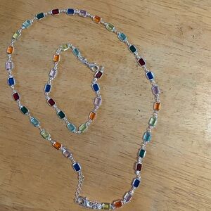Multicolor Beaded Necklace and Bracelet Set